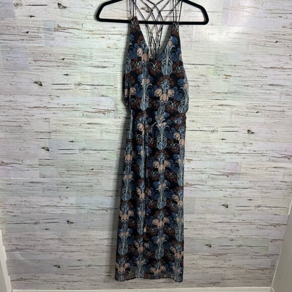 Molly bracken maxi dress size small floral black blue - Picture 1 of 9